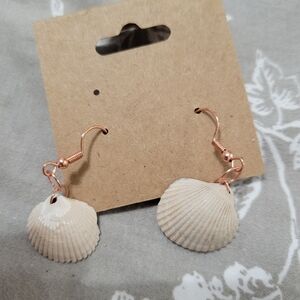 Grey White Sea Shell Earrings
